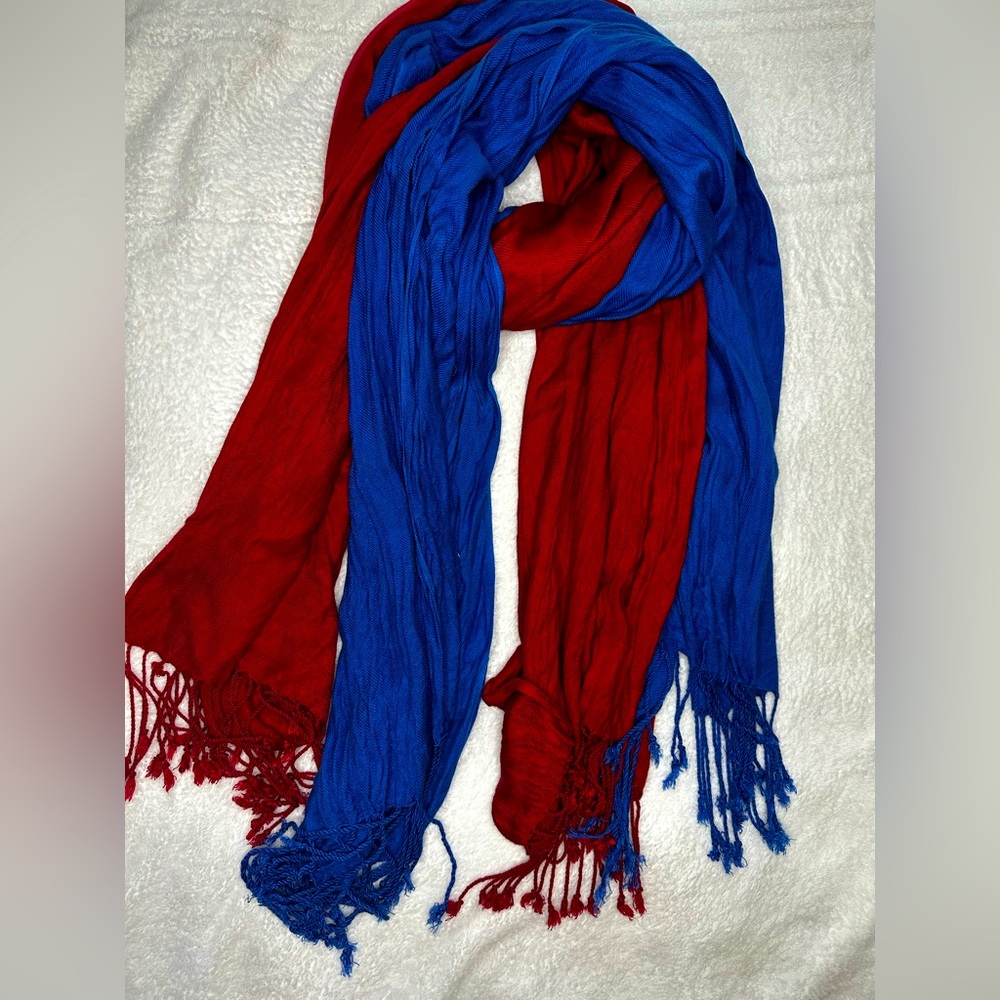 💝Bundle of 2 Shawls/Scarves Red & Blue Preloved Condition